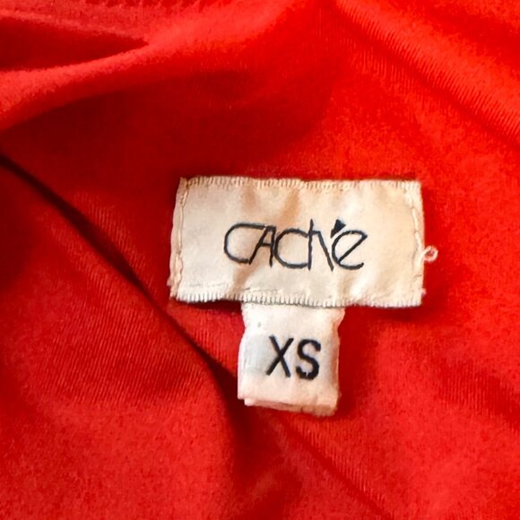 Cache Dress MSRP $68 Open Shoulder Drape Crisscross Back Elastic Beaded Red XS - Picture 4 of 7
